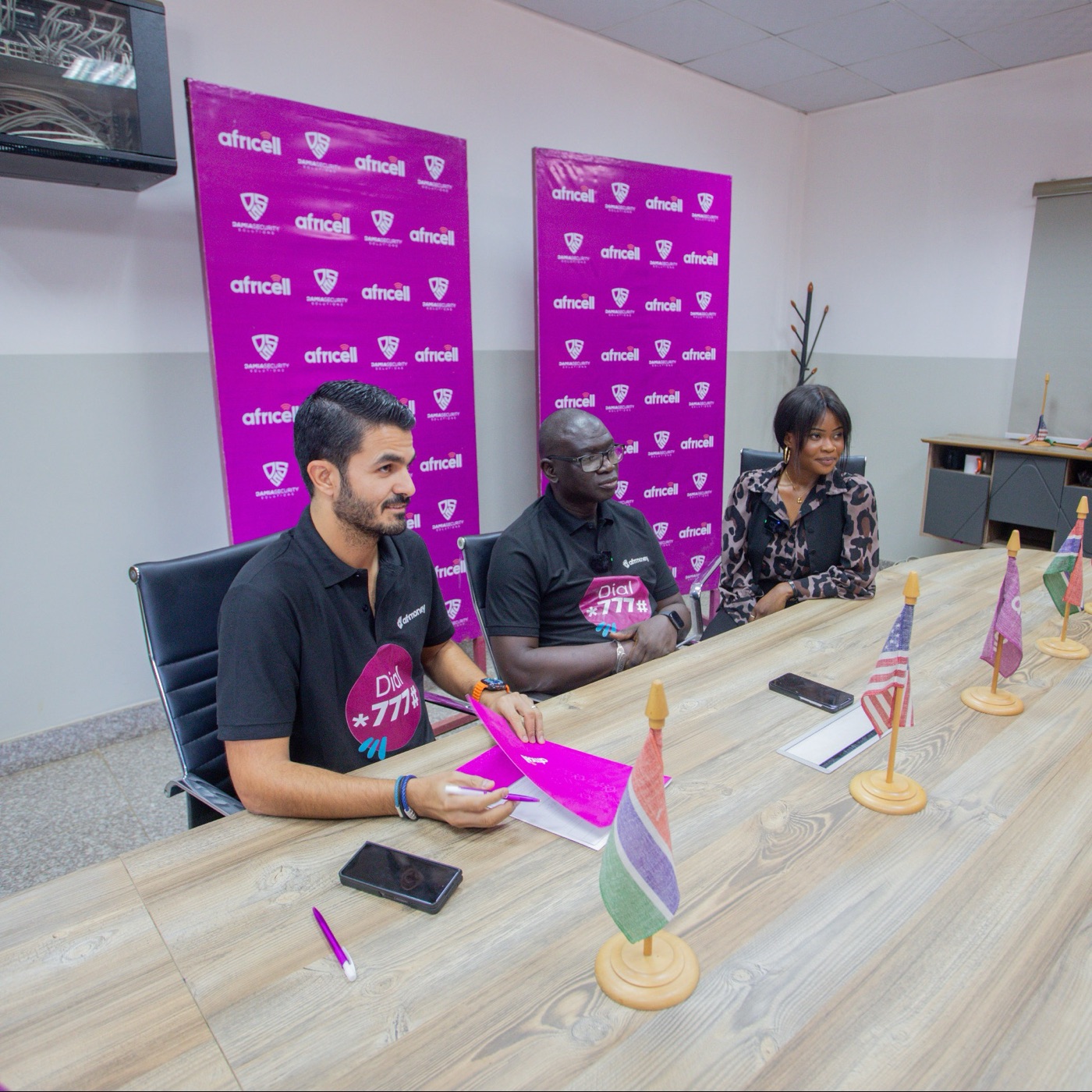 The Damia Tracker team at the Africell partnership signing